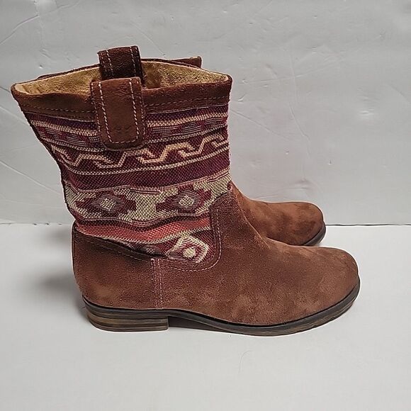 Naturalizer Basha Brown Suede Leather Boho Aztec Print Boots Womens Sz 10 M - Picture 3 of 5